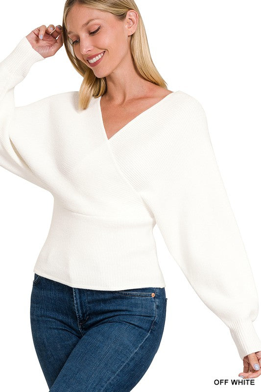 Cross Wrap Pullover Sweater