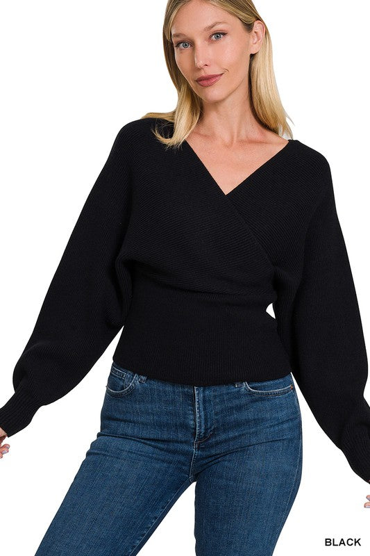 Cross Wrap Pullover Sweater