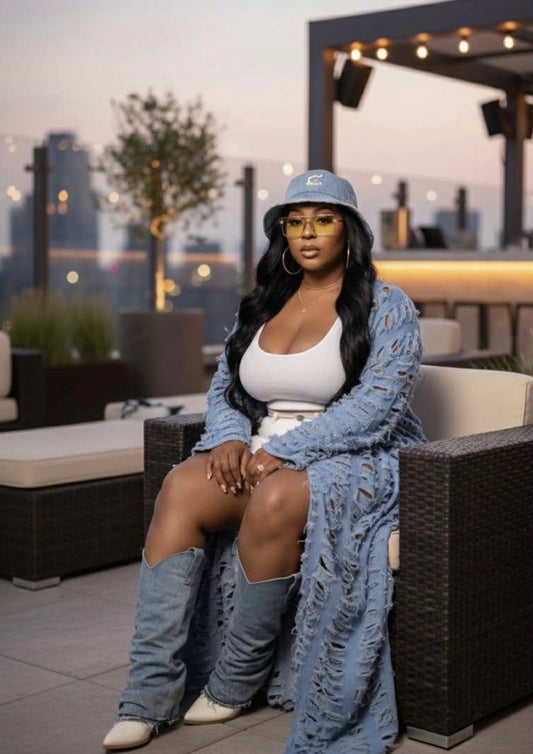 Distressed Denim | Kimono Duster