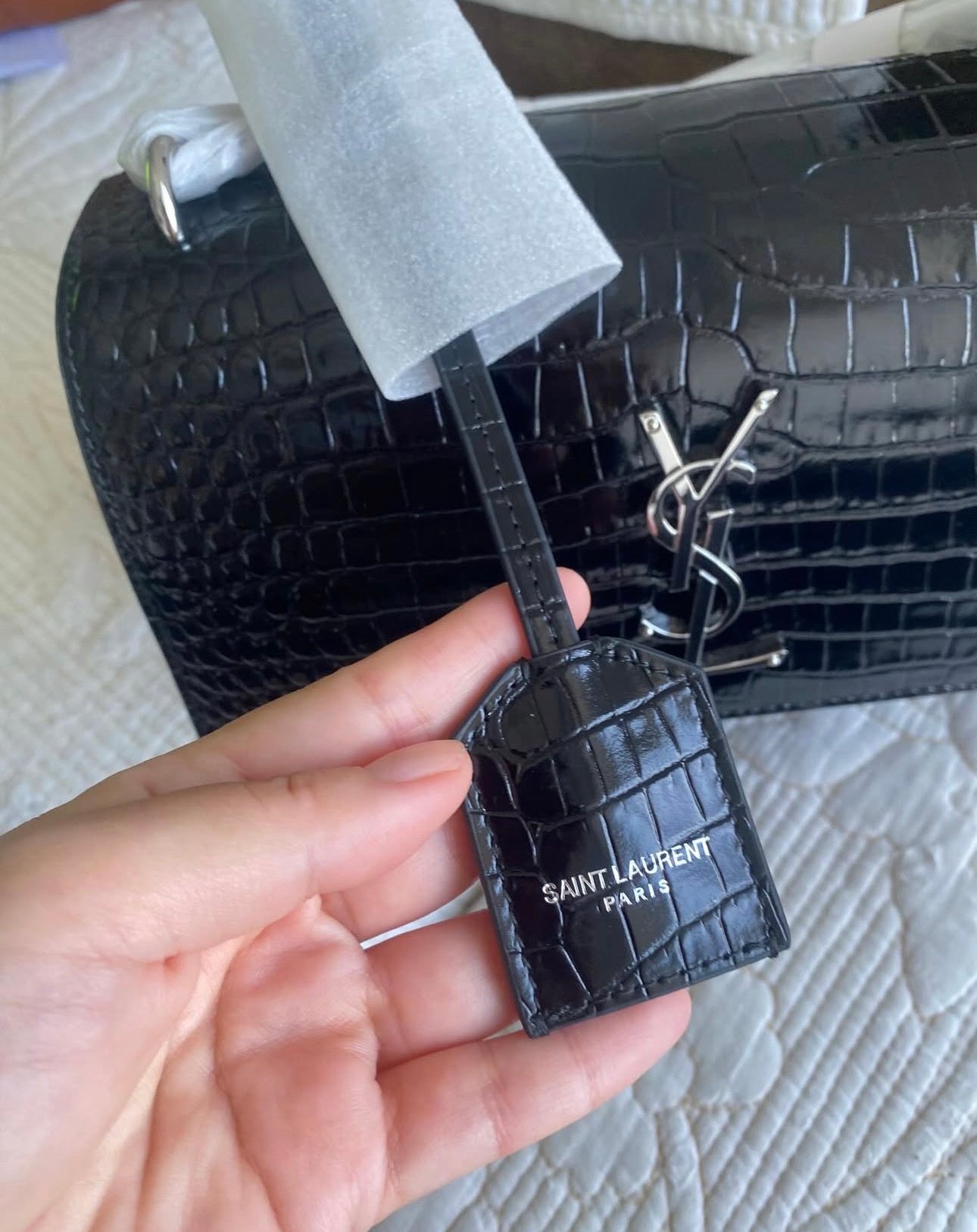 BLACK SUNSET CHAIN BAG | CROCODILE