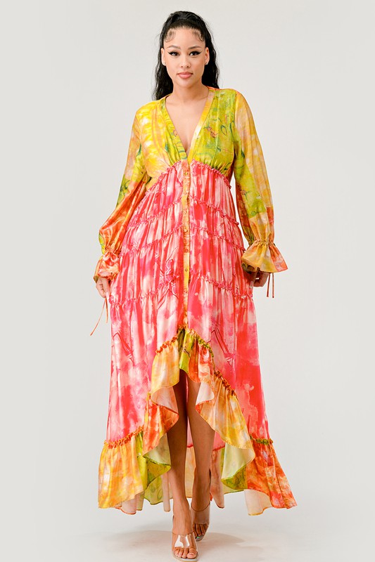 Sunset Hues Tiered Maxi Dress