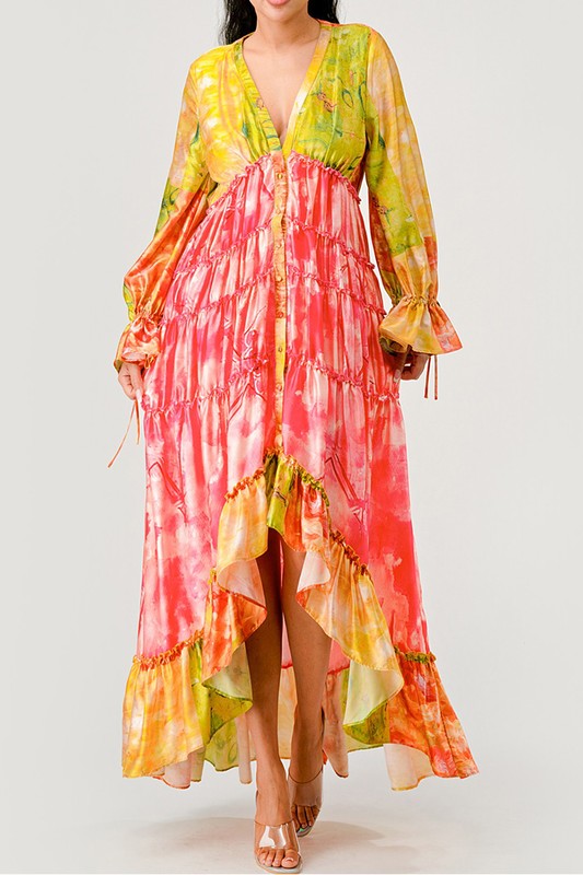 Sunset Hues Tiered Maxi Dress