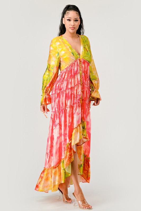 Sunset Hues Tiered Maxi Dress