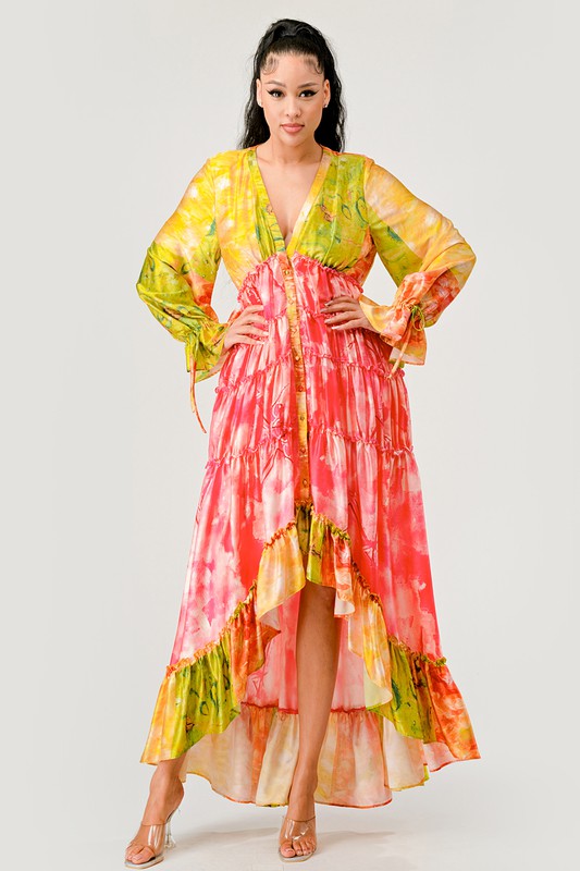 Sunset Hues Tiered Maxi Dress