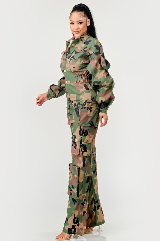 “IF YOU WANT WAR” Ruffle Sleeve Jumpsuit