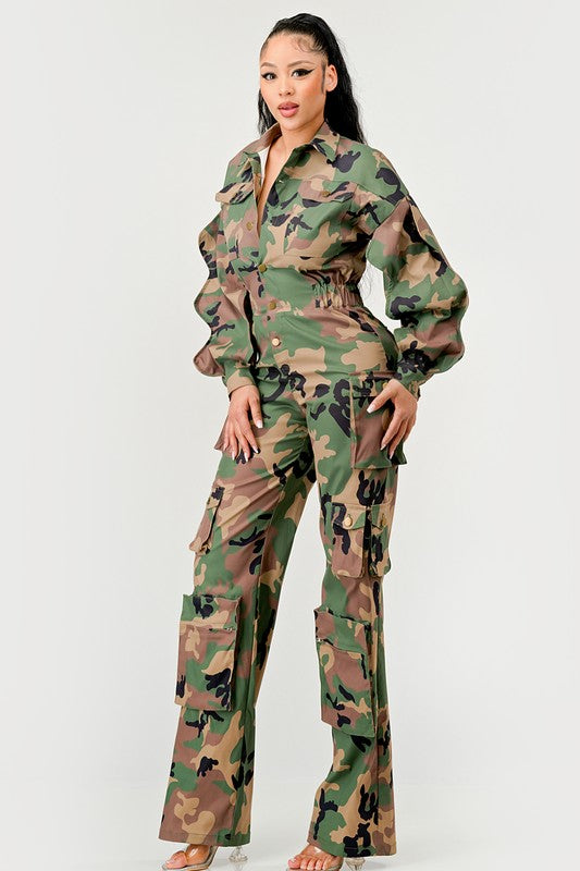 “IF YOU WANT WAR” Ruffle Sleeve Jumpsuit