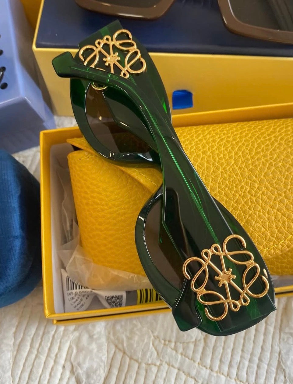 Green Beveled Oval Maxi Anagram Sunglasses