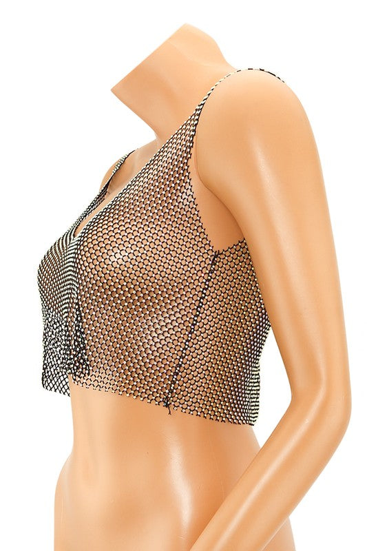 Rhinestone Mesh Top