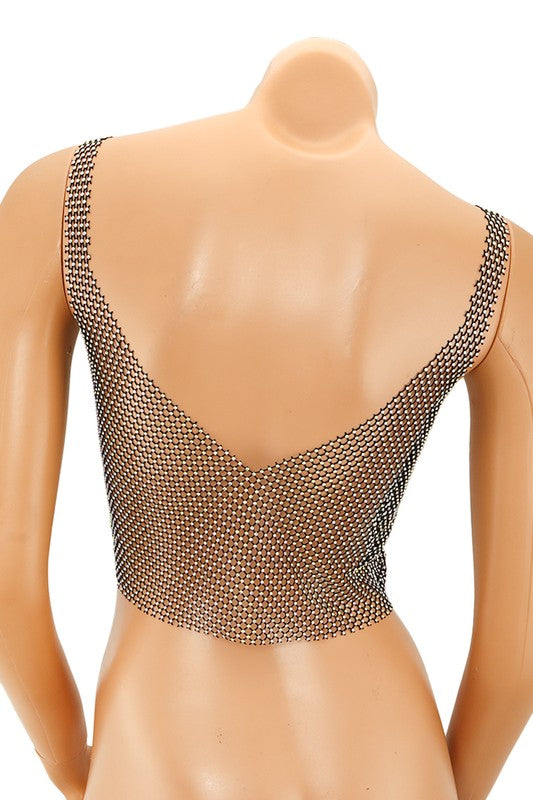 Rhinestone Mesh Top