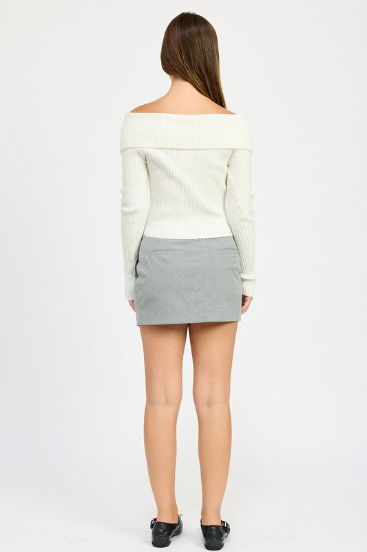 BADDIE 2-WAY ZIPPER SWEATER | OFF THE SHOULDER