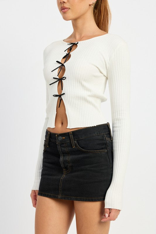 SEXY & U KNOW IT | RIBBED TOP WITH BOW DETAIL