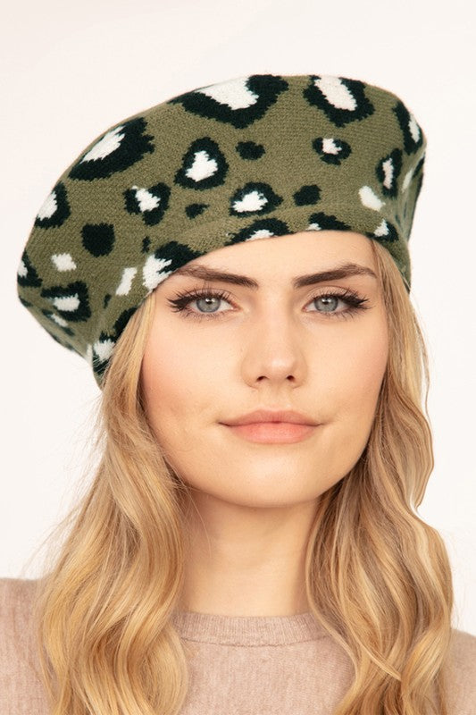 Leopard Stretch Beret | 5 Colors