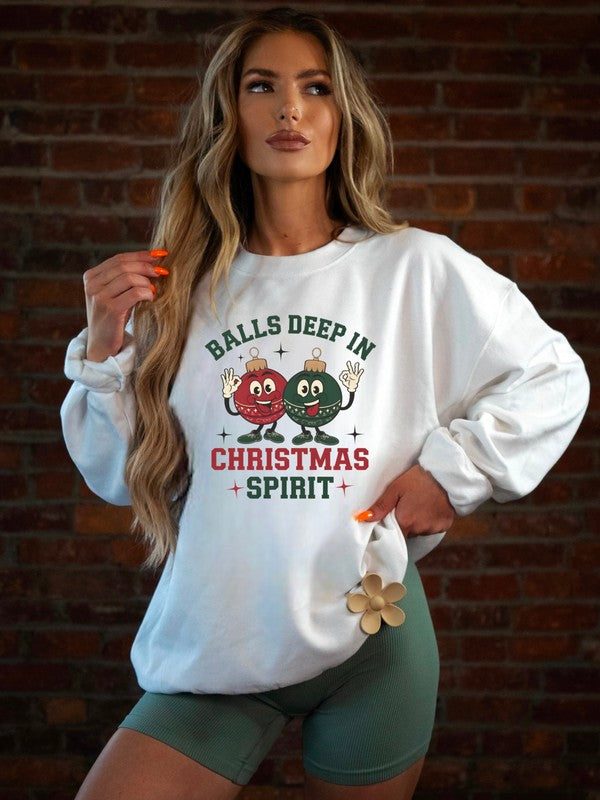 (PLUS) Balls Deep in Christmas Spirit Graphic Sweatshirt