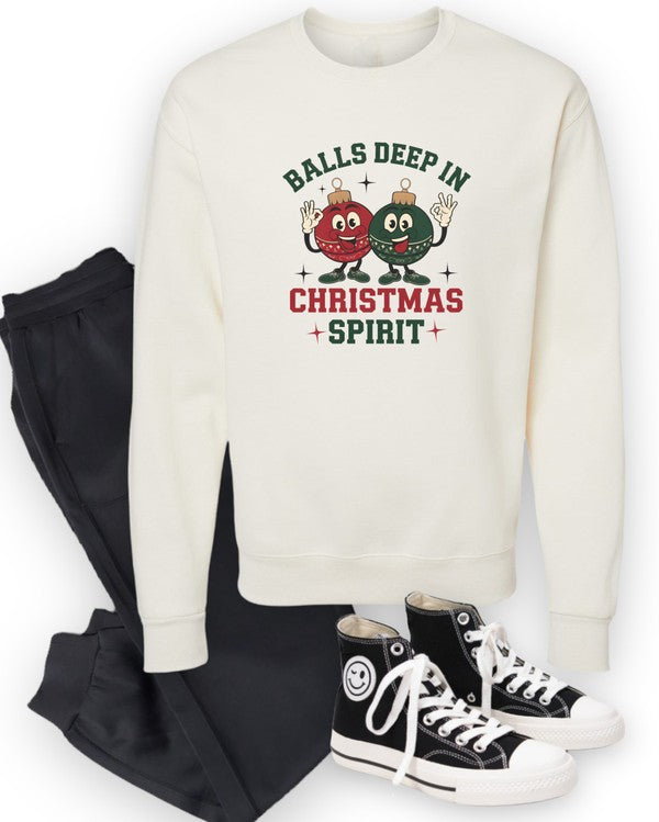 (SMALL-XL) Balls Deep in Christmas Spirit Graphic Sweatshirt