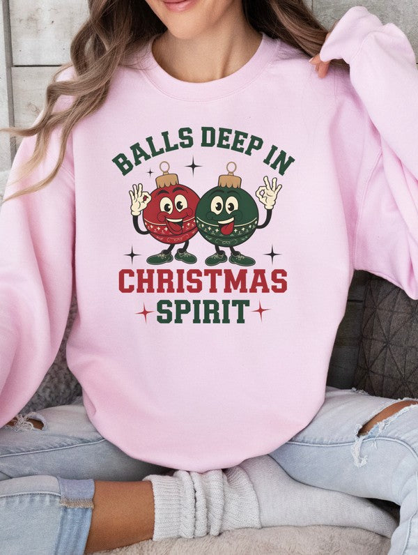 (SMALL-XL) Balls Deep in Christmas Spirit Graphic Sweatshirt