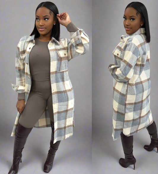 Plaid Buttoned Shacket Coat | 3 COLORS