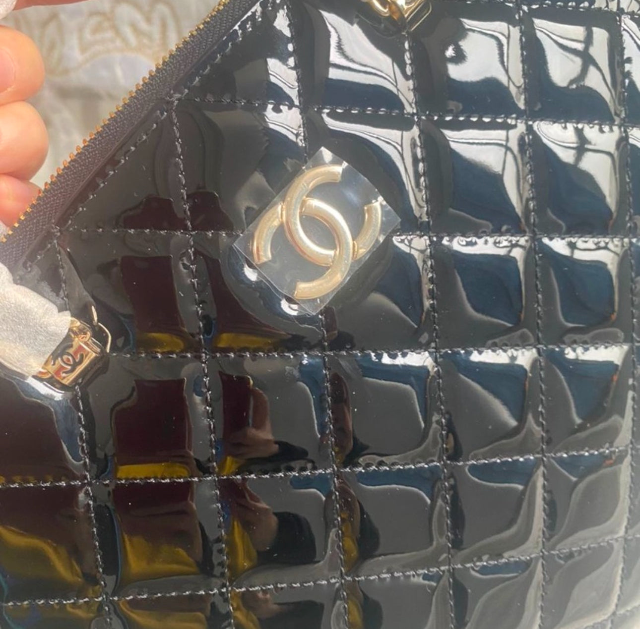 Coco Top Handle Quilted Patent Bag