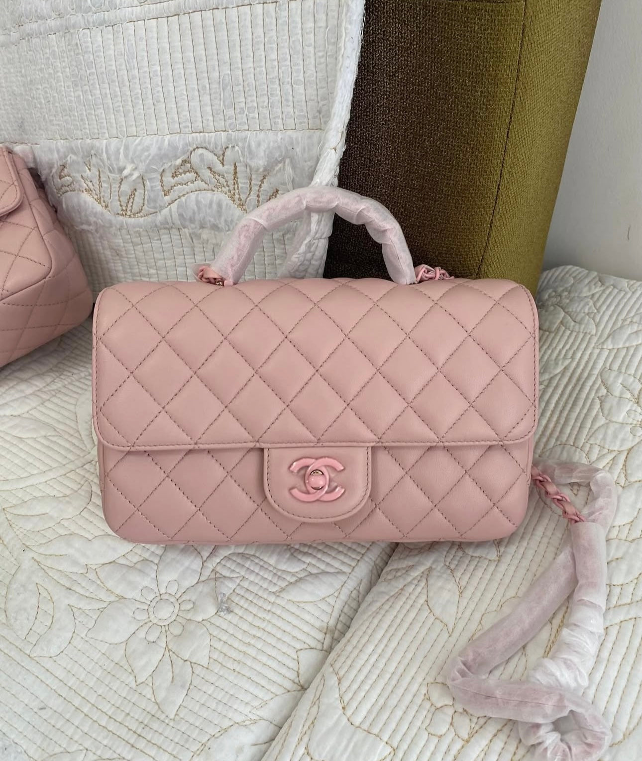 Coco MINI FLAP BAG WITH TOP HANDLE   Lambskin & Lacquered Metal