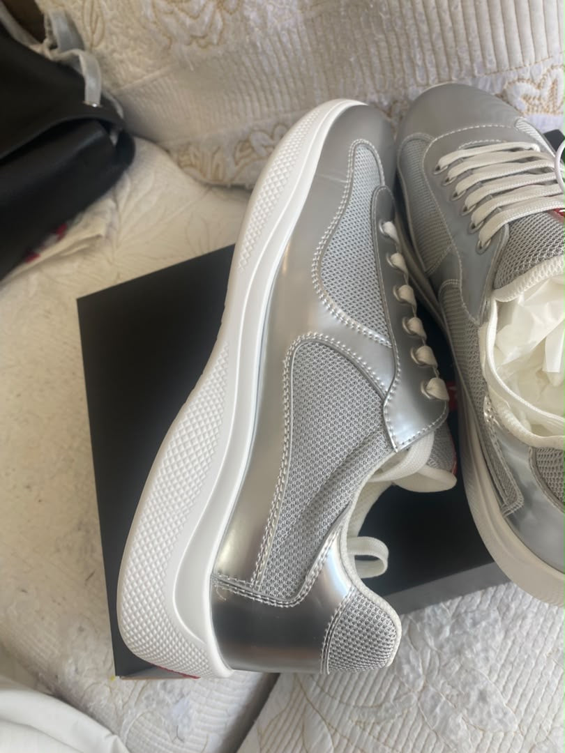 America's Cup Metallic Leather and Bike Fabric Sneakers