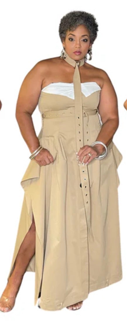 Chic Reinvented Trench Maxi Dress XL 1X 2X - 3 COLORS