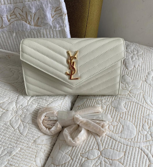 READY TO SHIP Cassandre Envelope Chain Wallet | White