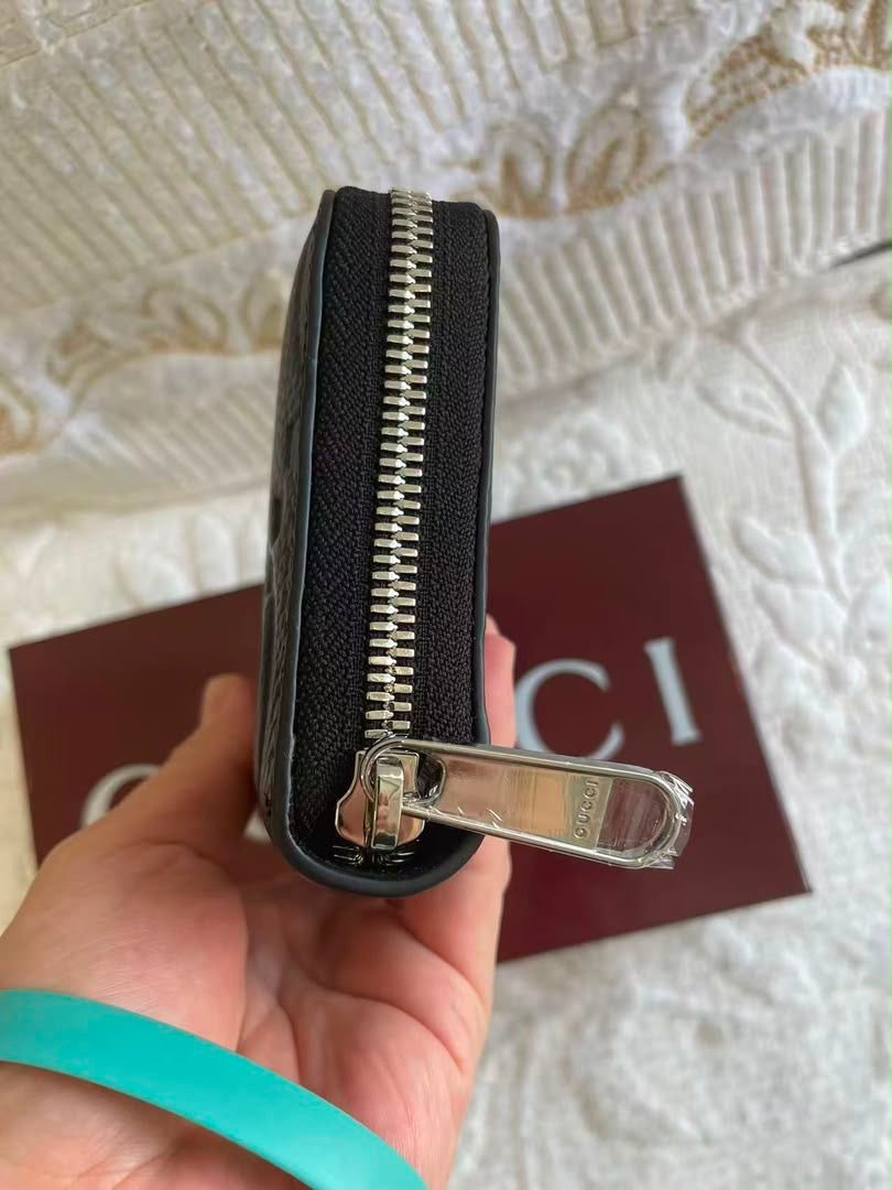GG Black Jumbo Zip Around Wallet