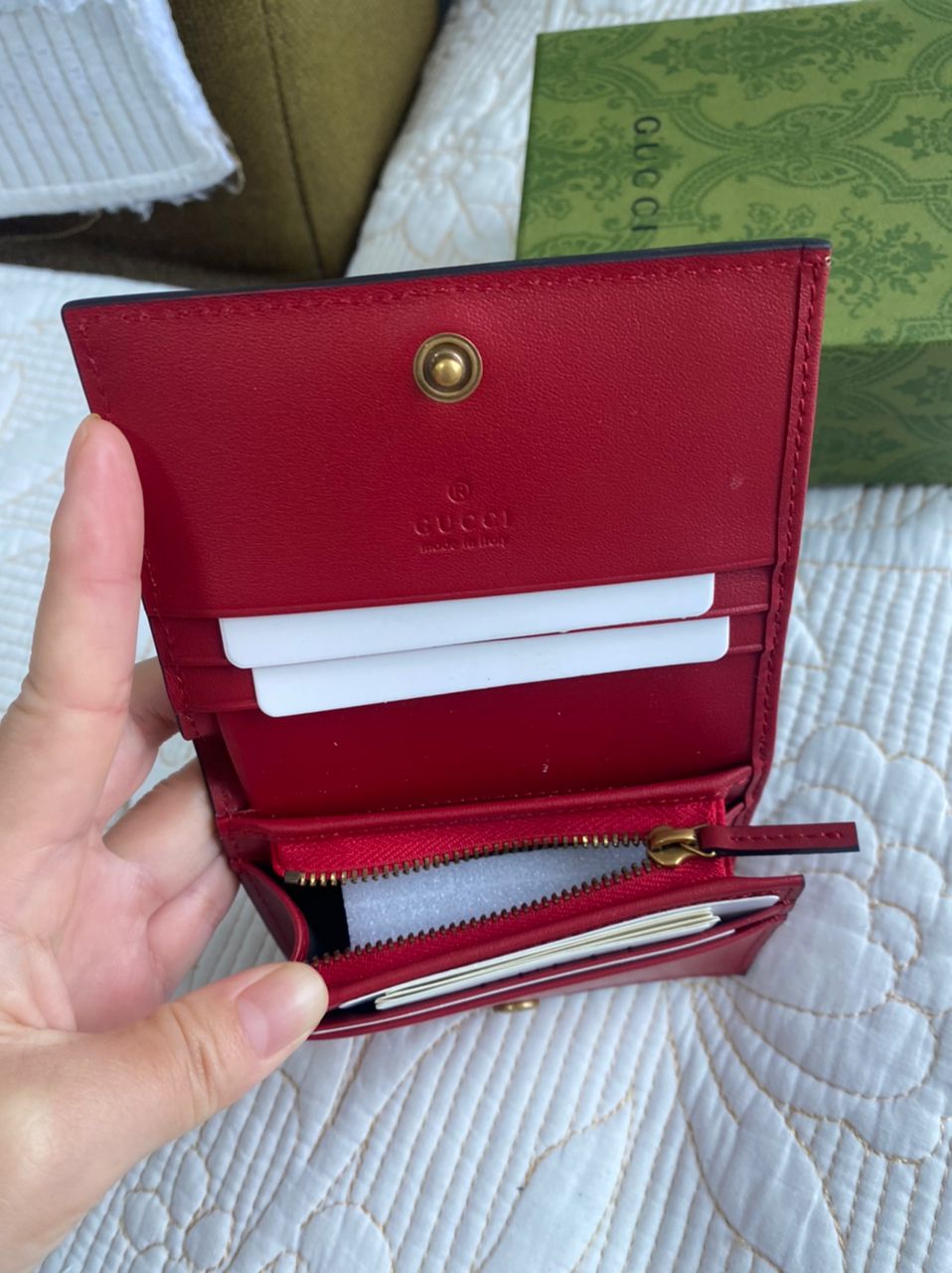 GG Supreme Mini Cherry Wallet
