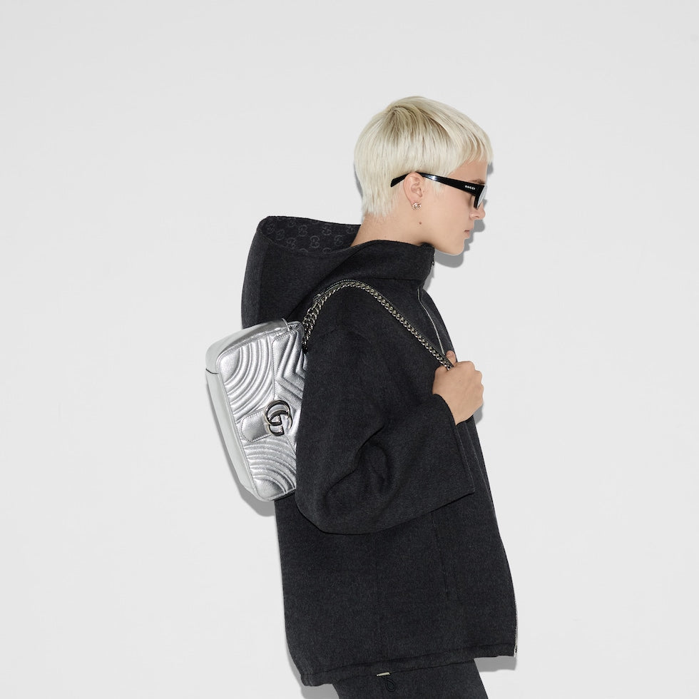 Metallic Silver Marmont Shoulder Bag