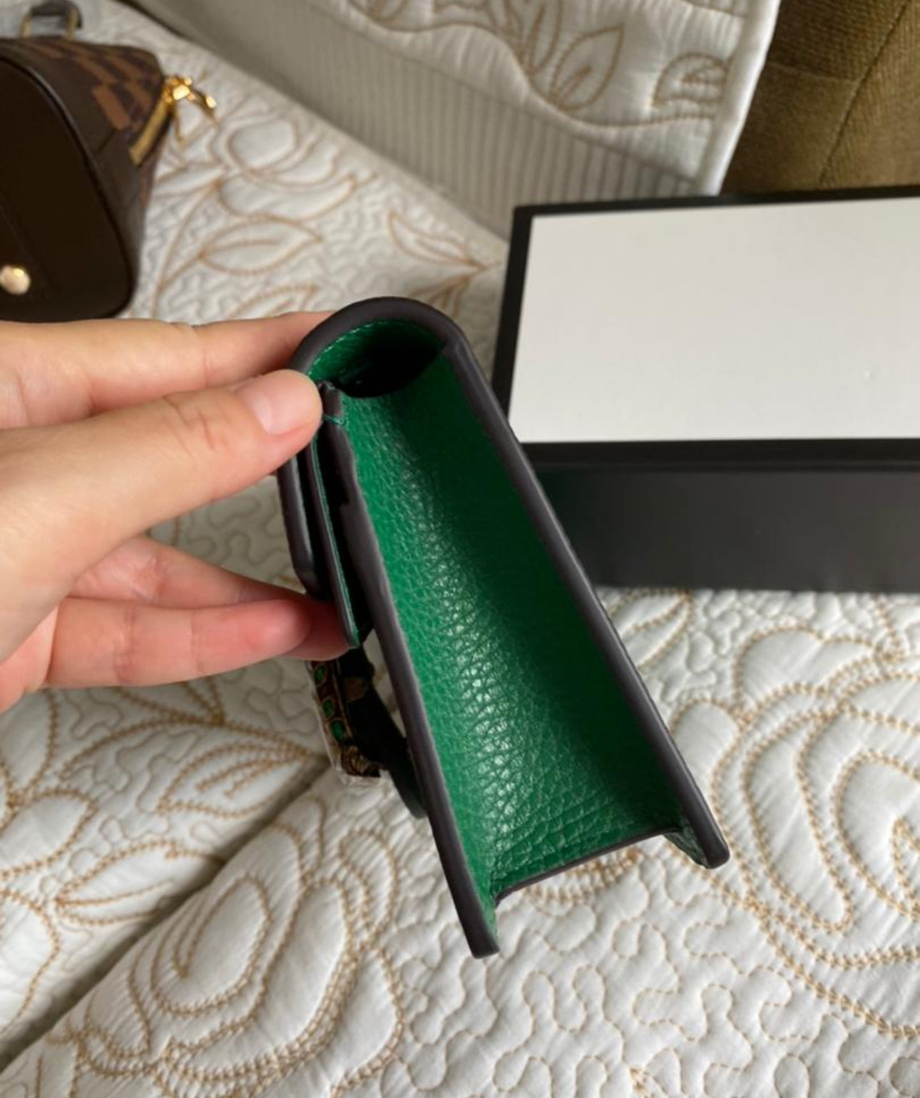 Super mini sac Dionysus en cuir vert