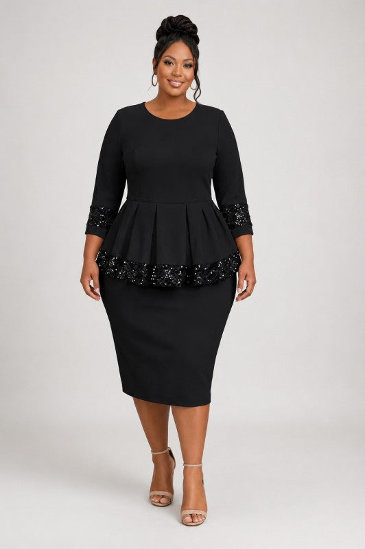 Glorious Sequin Dress 1X 2X 3X (3 Colors)