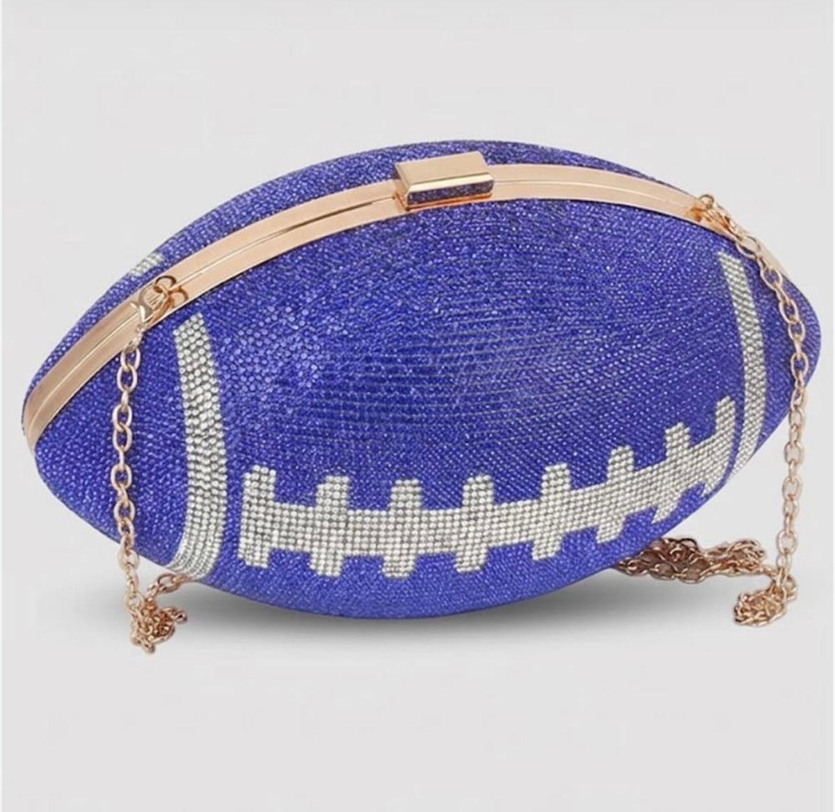 Blue Bling Football Clutch
