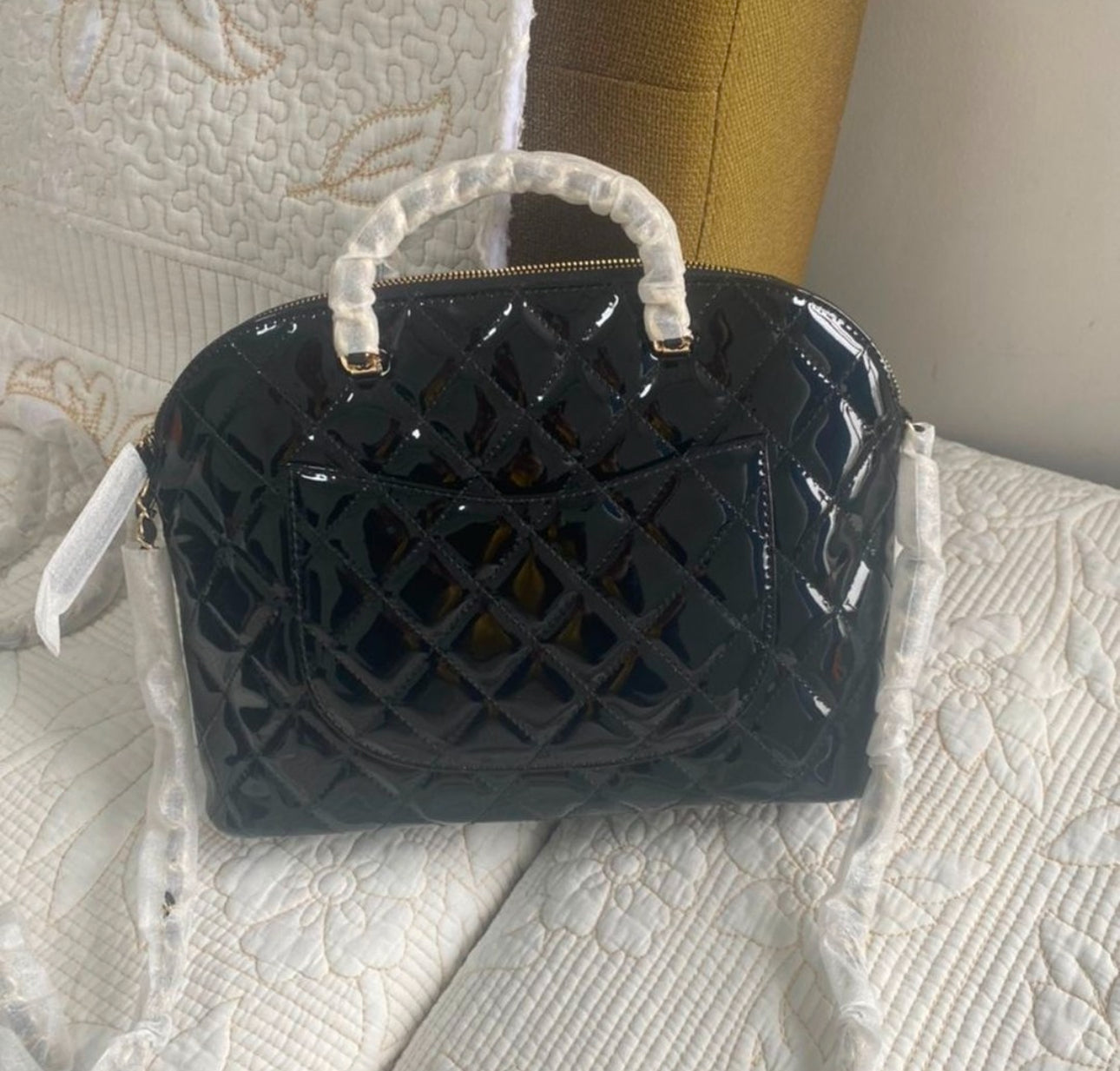 Coco Top Handle Quilted Patent Bag