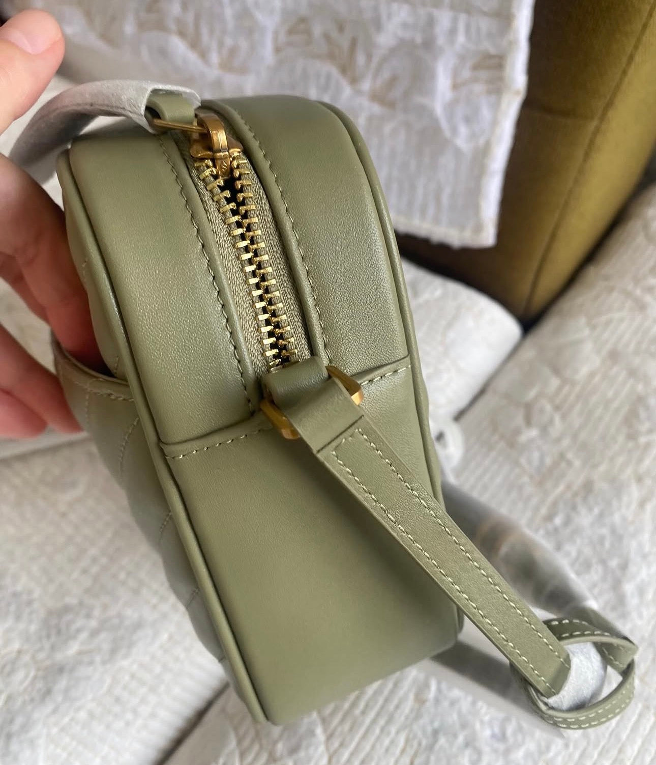 LOU CAMERA BAG IN QUILTED LEATHER | LIGHT SAGE