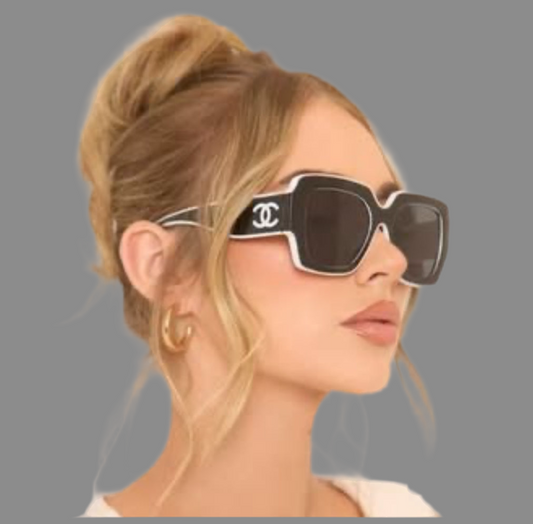 Coco Black & White Acetate Square Sunglasses