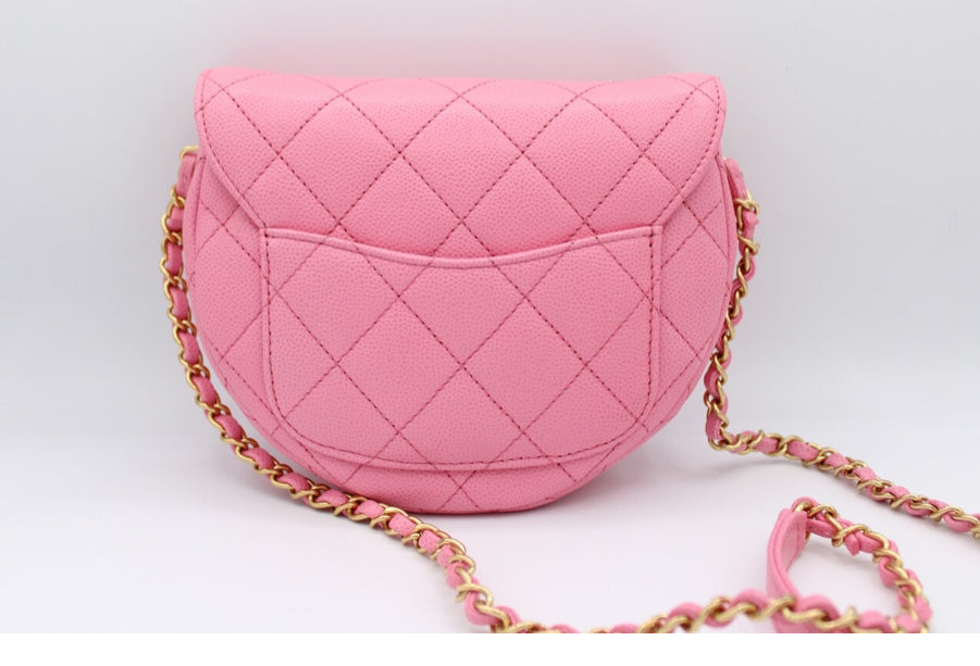 Coco Pink Quilted Cavier Mini Messenger Bag