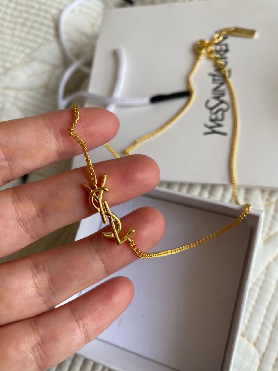 YSL LOGO Necklace & Bracelet Set