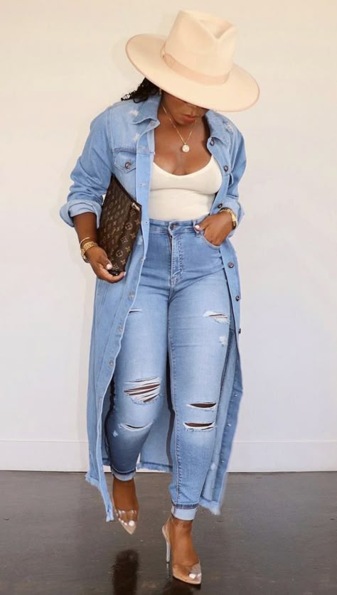 CHAQUETAS LARGAS DE DENIM DESGASTADAS LAVADA