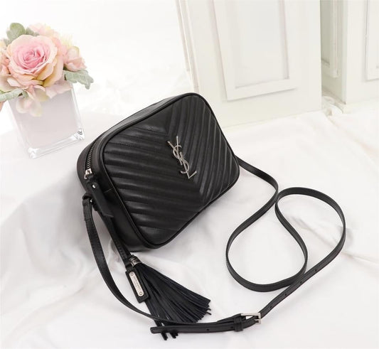 LOU CAMERA BAG IN QUILTED LEATHER - BLACK W/ SILVER HARDWARE