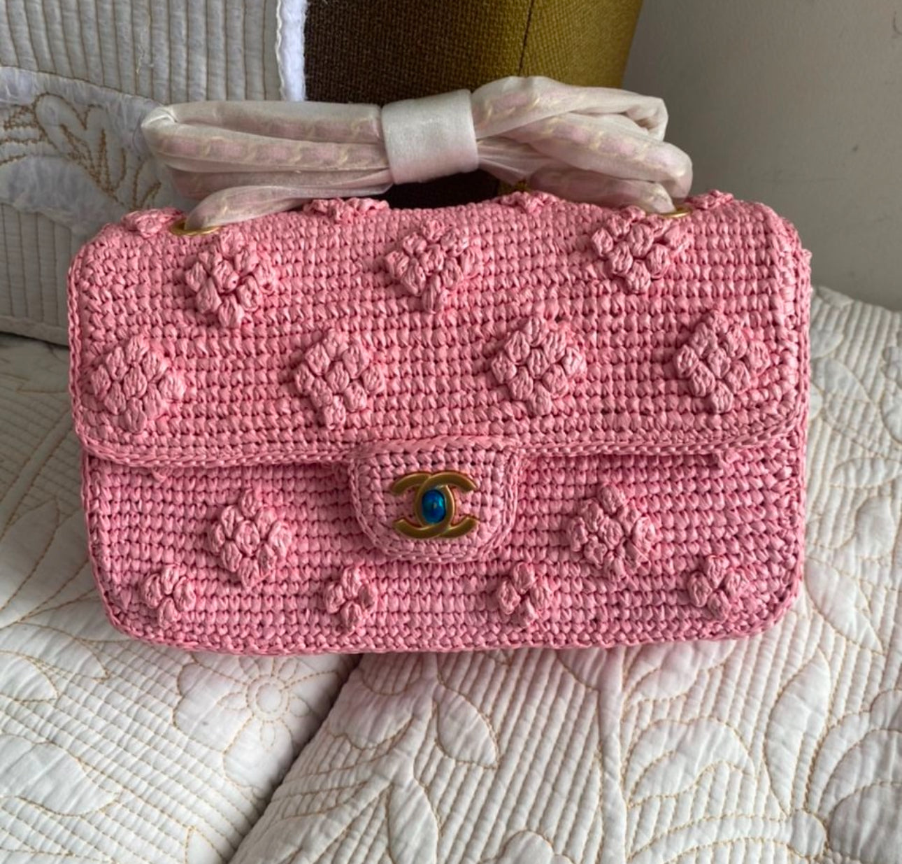 Coco Pink Raffia Bag