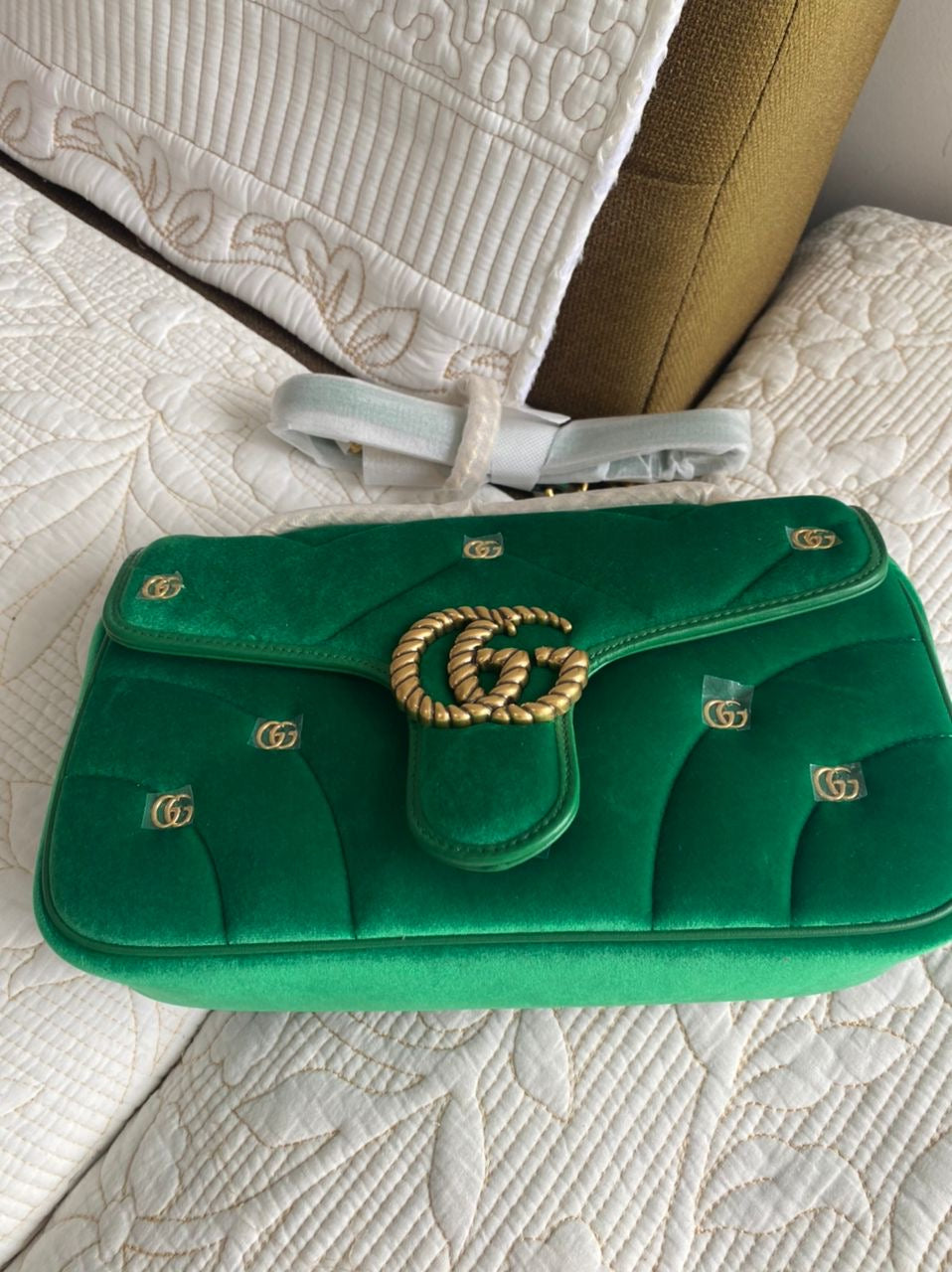 Sac à bandoulière Marmont en velours vert