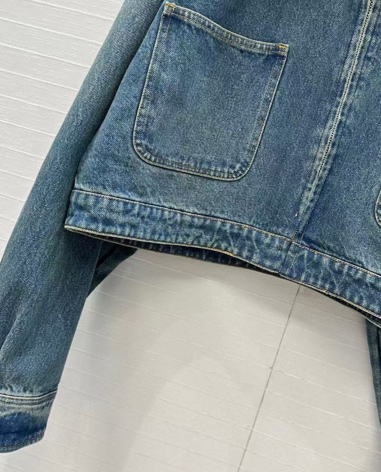 Logo Light Blue Cropped Denim Jacket | PRA (2 Colors)