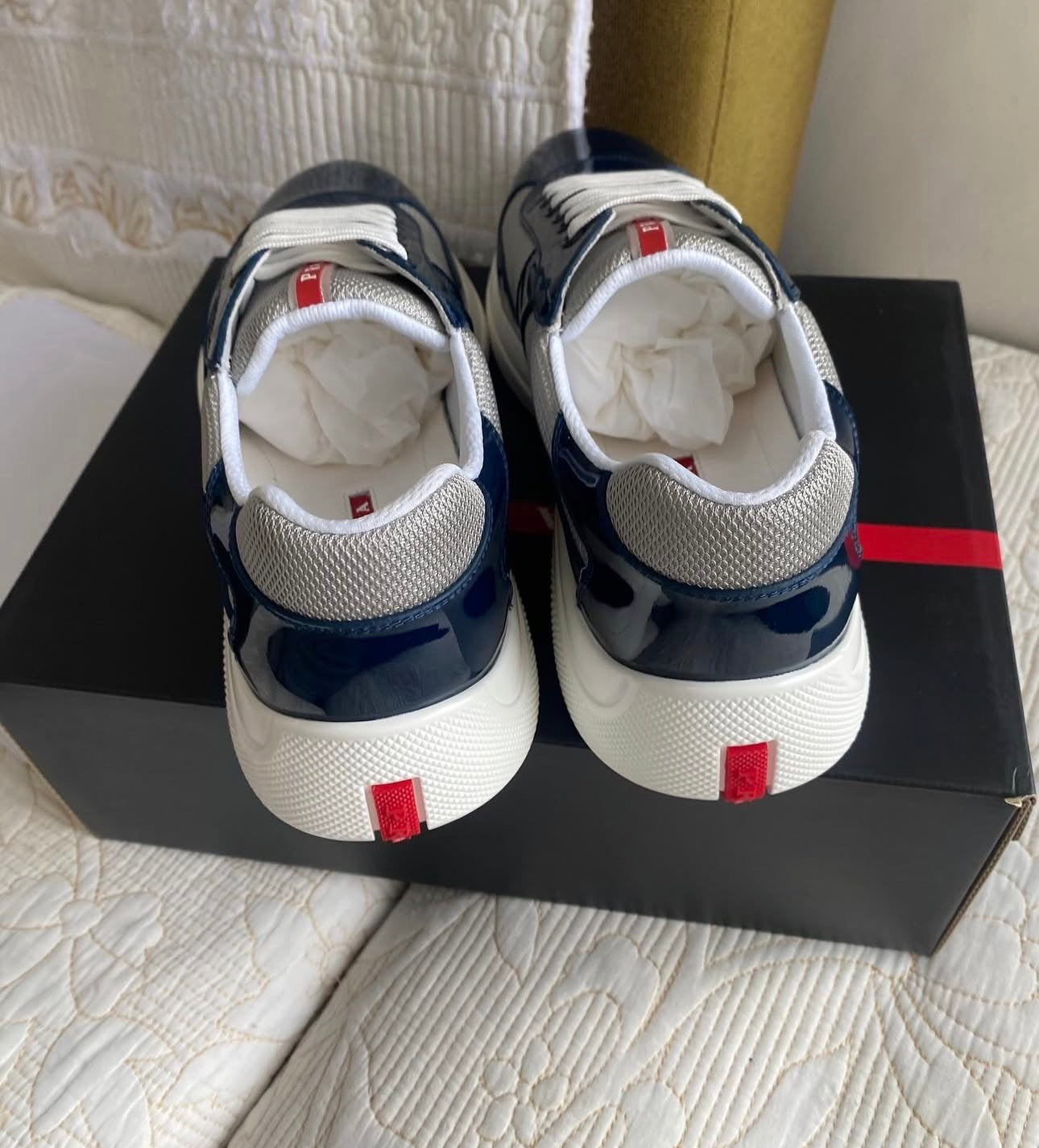 Patent Leather and Technical fabric PRA American Cup Sneaker | Royal Blue/Silver
