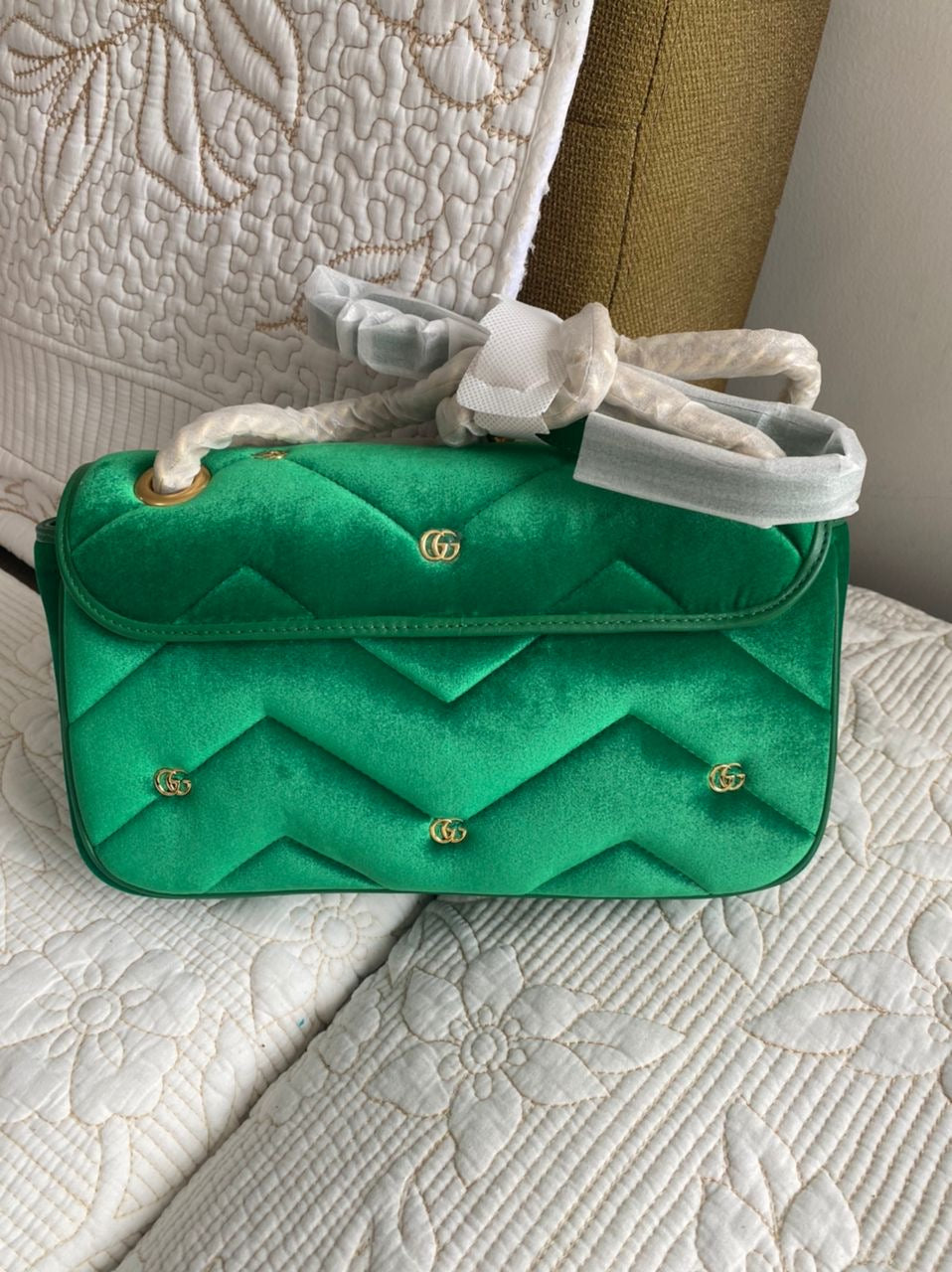 Sac à bandoulière Marmont en velours vert