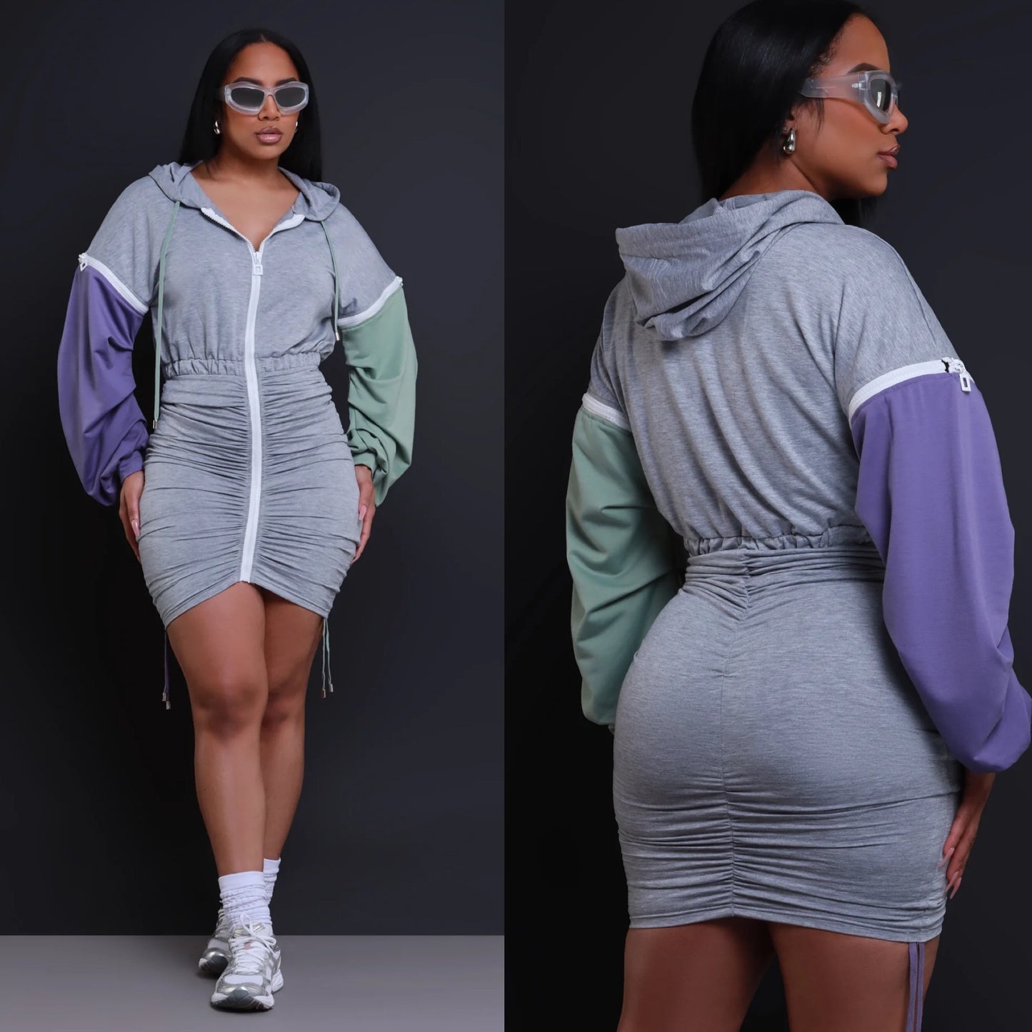 Detachable Sleeve Zipper Dress (2 COLORS)