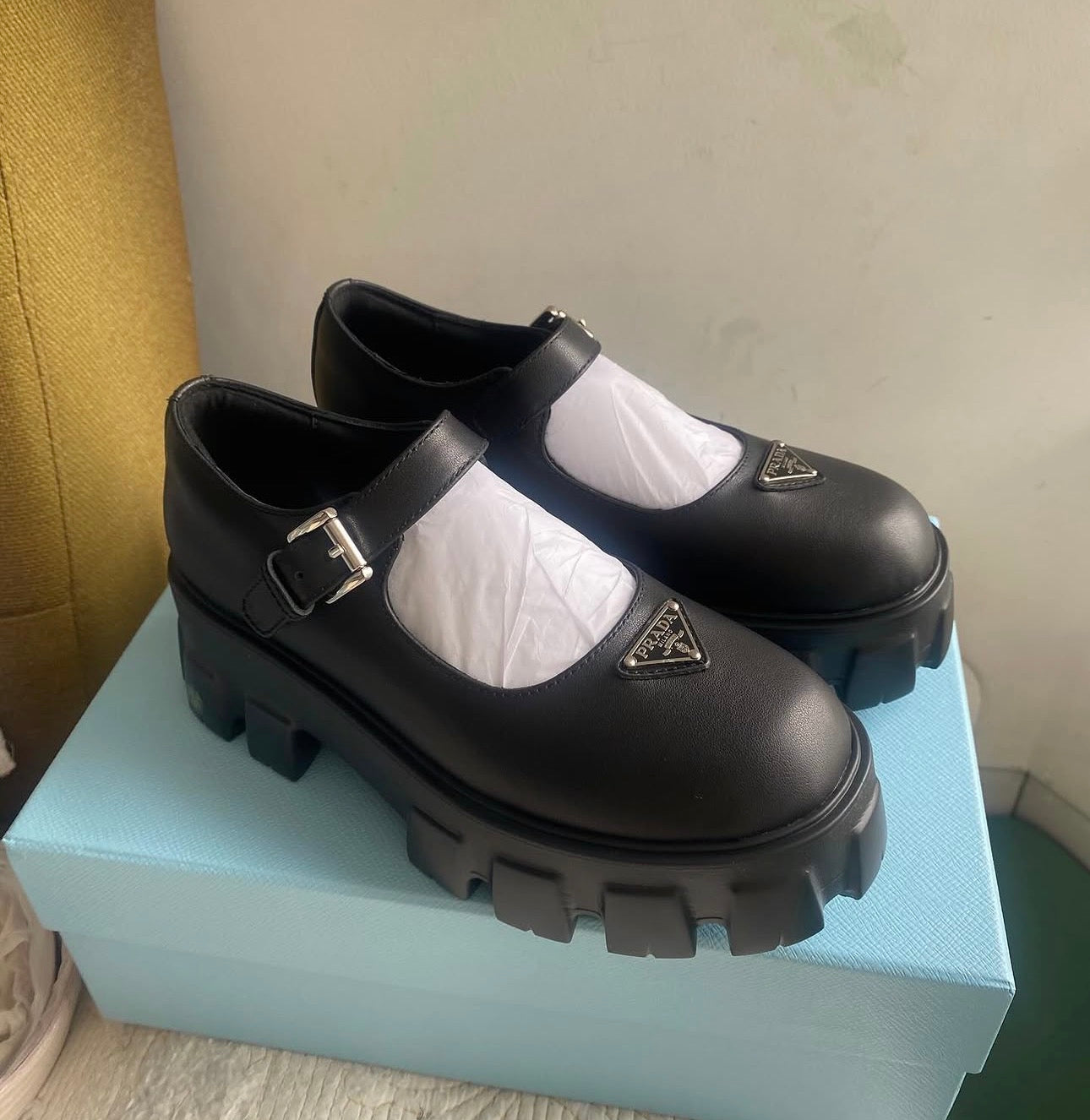 Brushed leather Monolith Mary Janes