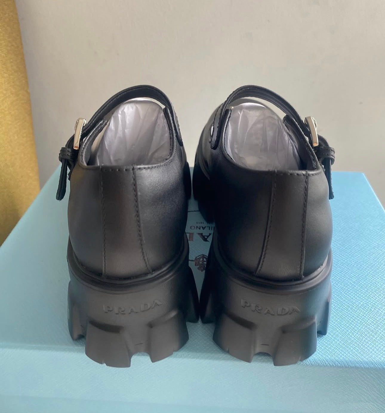 Brushed leather Monolith Mary Janes