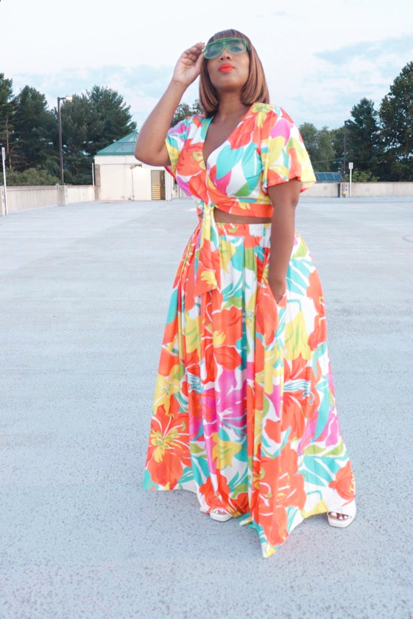 Blooming Maxi Skirt Set 1X ONLY