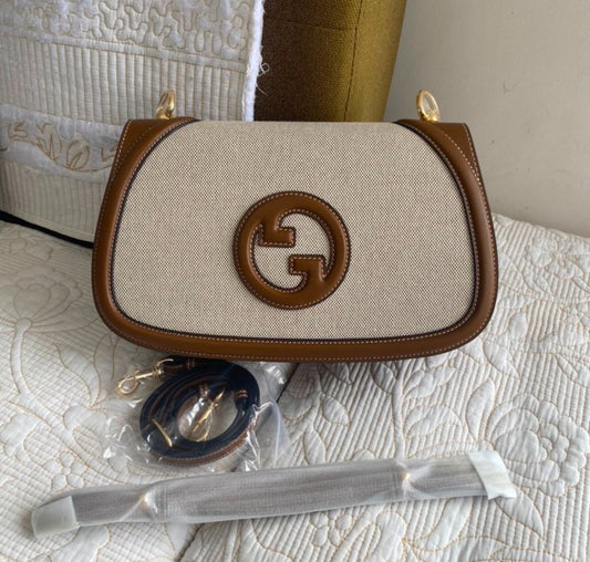 BEIGE CANVAS BLONDIE SMALL TOP HANDLE BAG