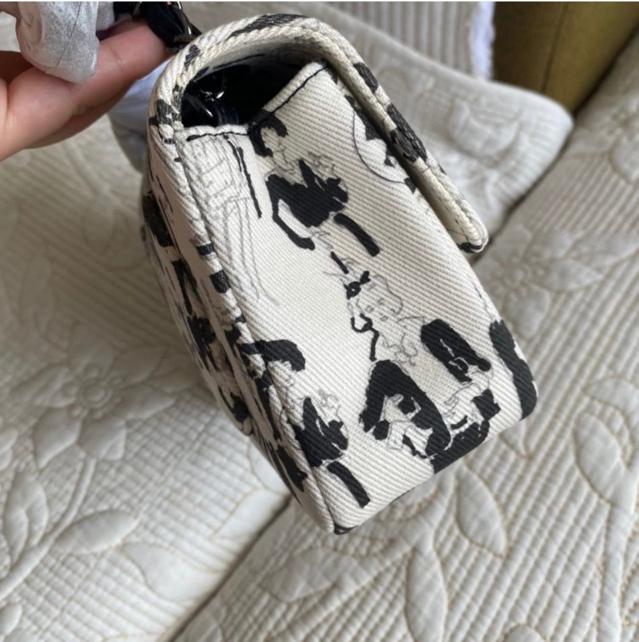 Coco Canvas Printed Medium Double Flap Bag