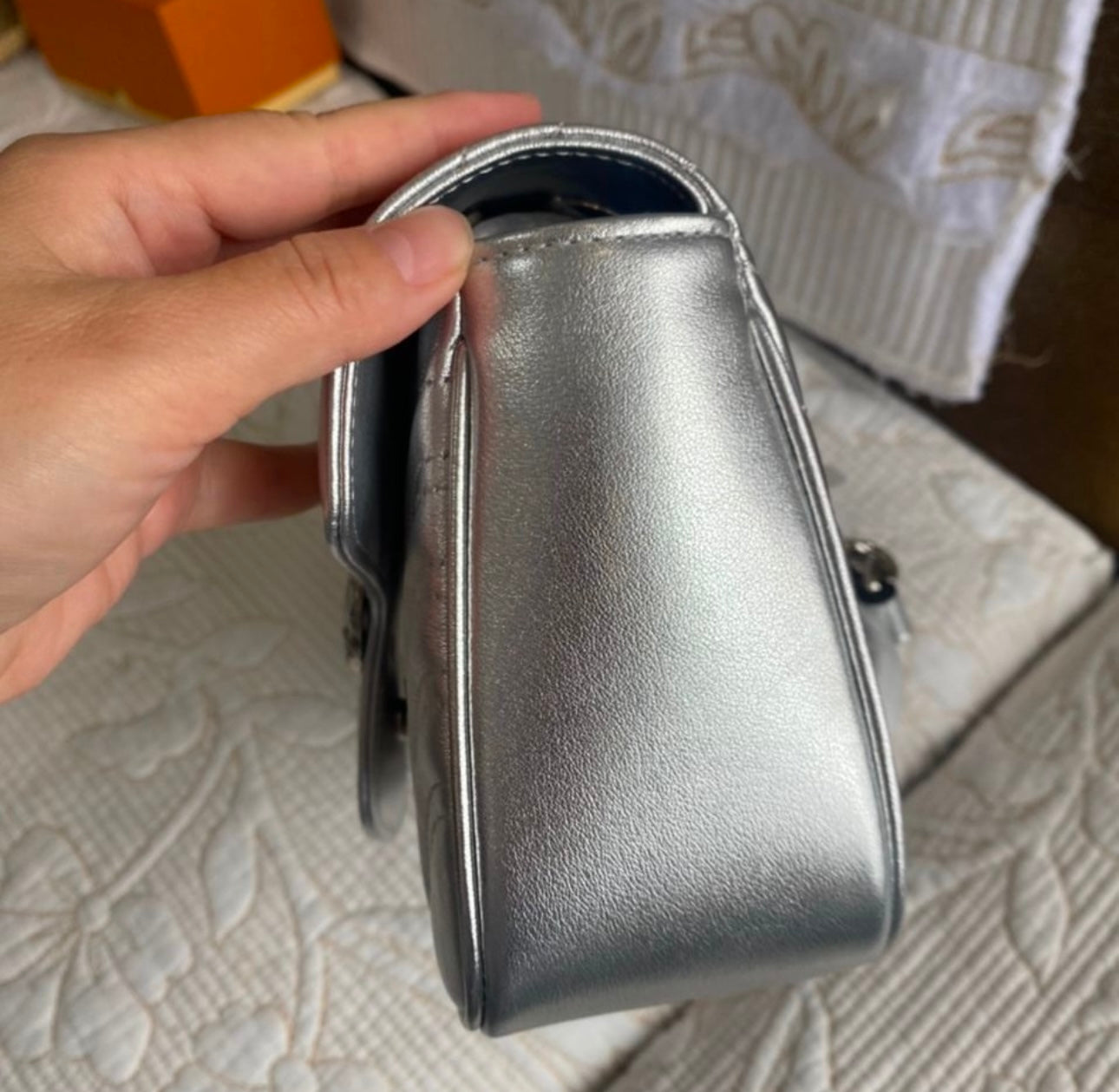 Metallic Silver Marmont Shoulder Bag